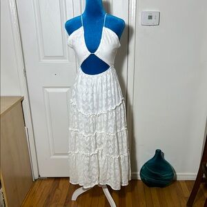 NWOT HELLO MOLLY White Cut Out Lace Maxi Dress XS
